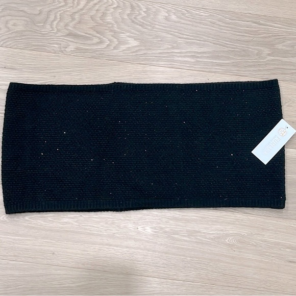 NWT FURLUX Wool/Cashmere Black Infinity Scarf Rhinestones - Picture 2 of 9